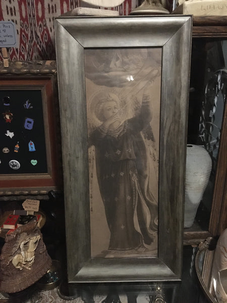 1920's Print of Fra Angelico's Liniauoli Tabernacle, Angel Playing Trumpet