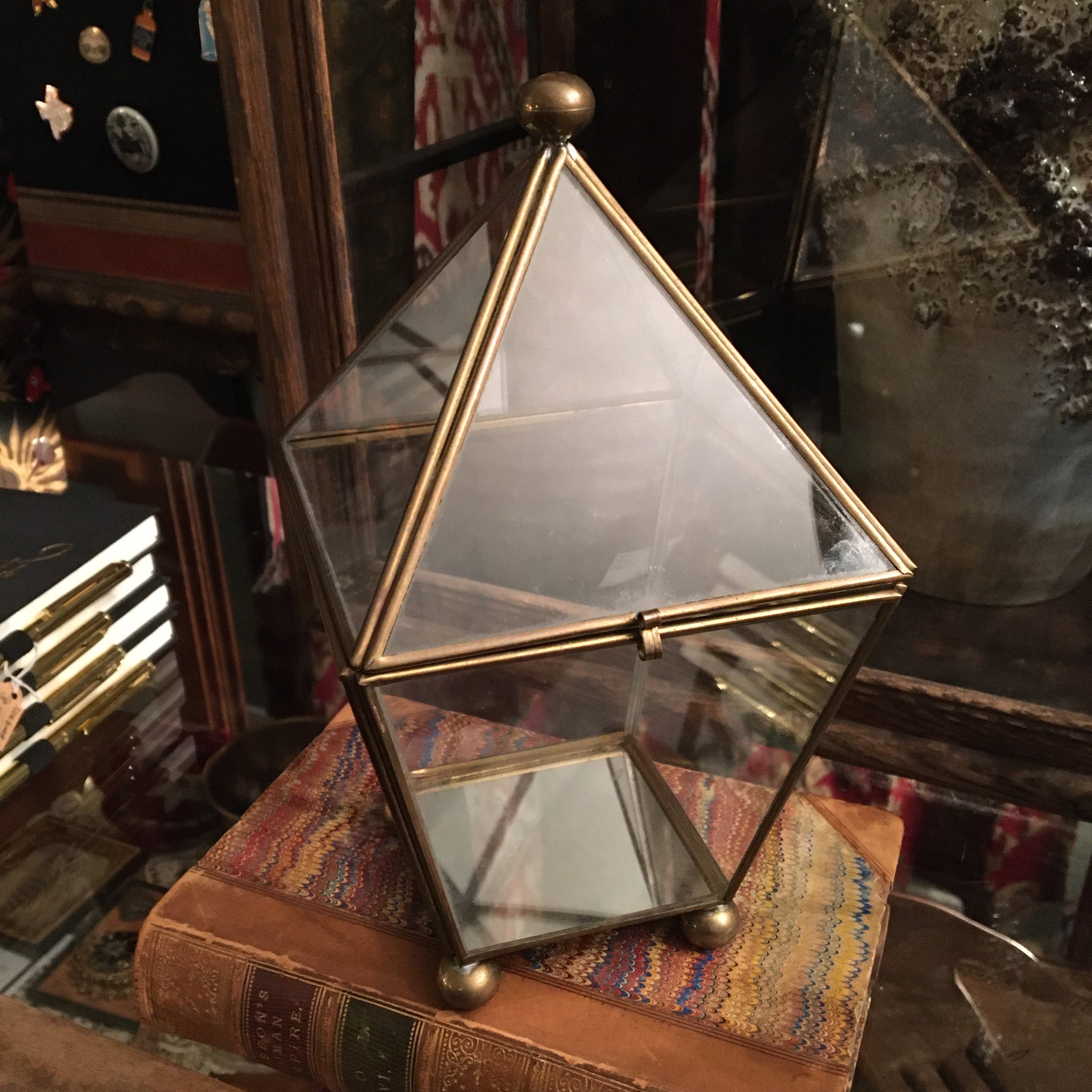Vintage Brass and Glass 4 Sided Terrarium Box