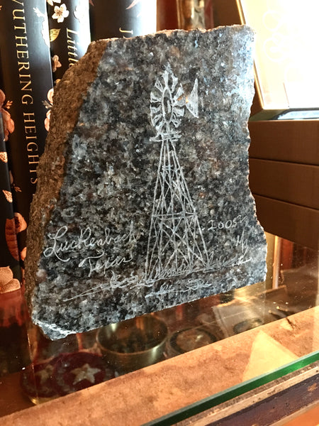 Luckenbach Texas Etched Granite with Windmill
