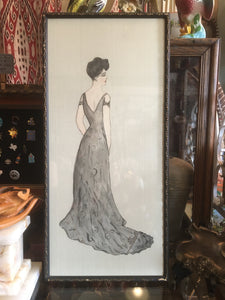 Framed Victorian Fashion Drawing
