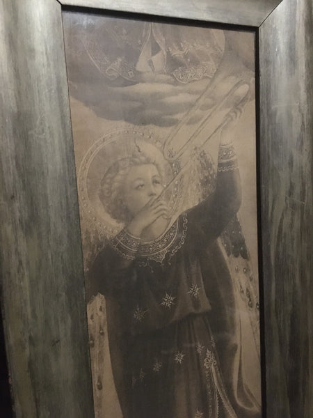 1920's Print of Fra Angelico's Liniauoli Tabernacle, Angel Playing Trumpet