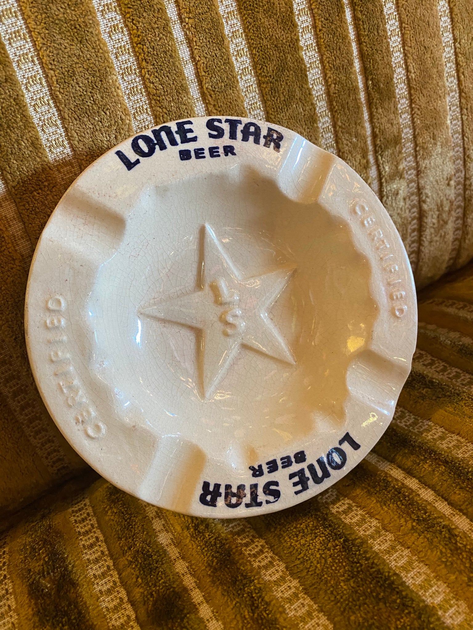 Rare antique Lone Star Beer Ceramic Ashtray